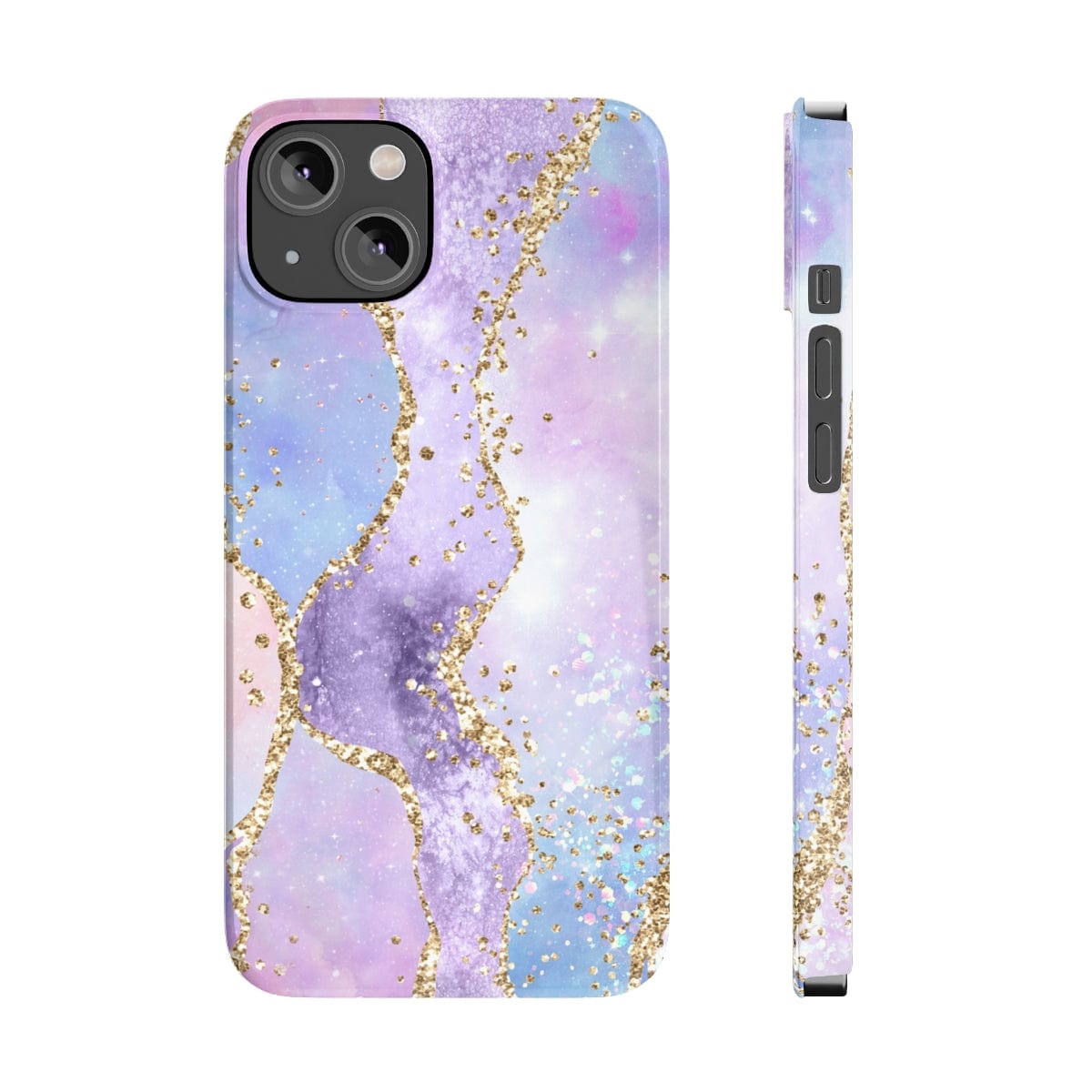 Printify Phone Case iPhone 14 Pink Glitter Agate Slim Phone Cases, Case-Mate