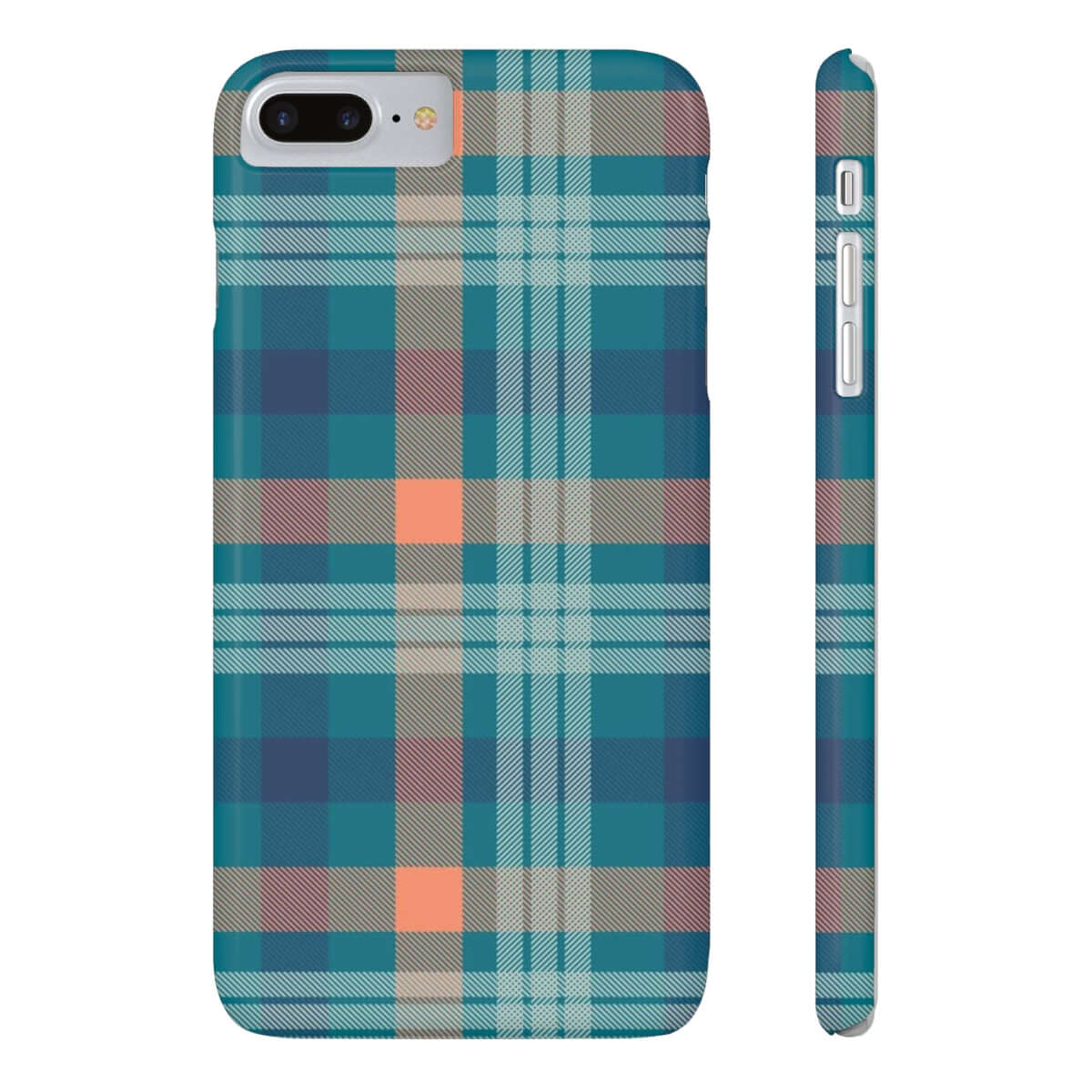 Printify Phone Case iPhone 7 Plus, iPhone 8 Plus Slim Blue Tartan Slim Phone Cases