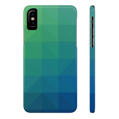 Printify Phone Case iPhone X Slim Blue Gree Geometric Slim Phone Case, Case-Mate