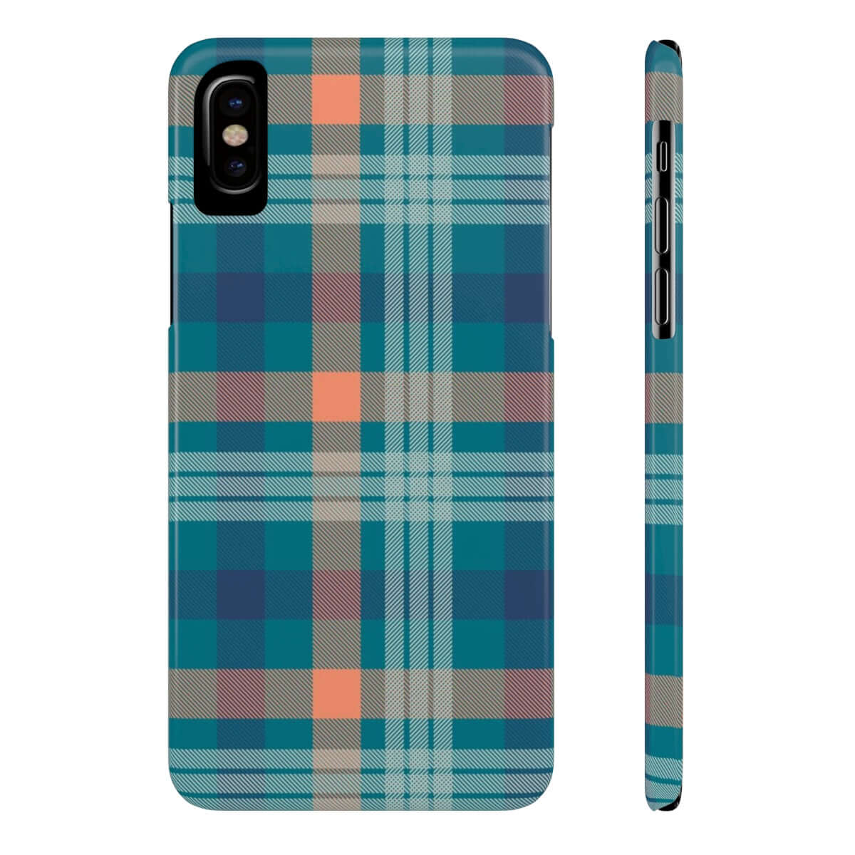 Printify Phone Case iPhone X Slim Blue Tartan Slim Phone Cases