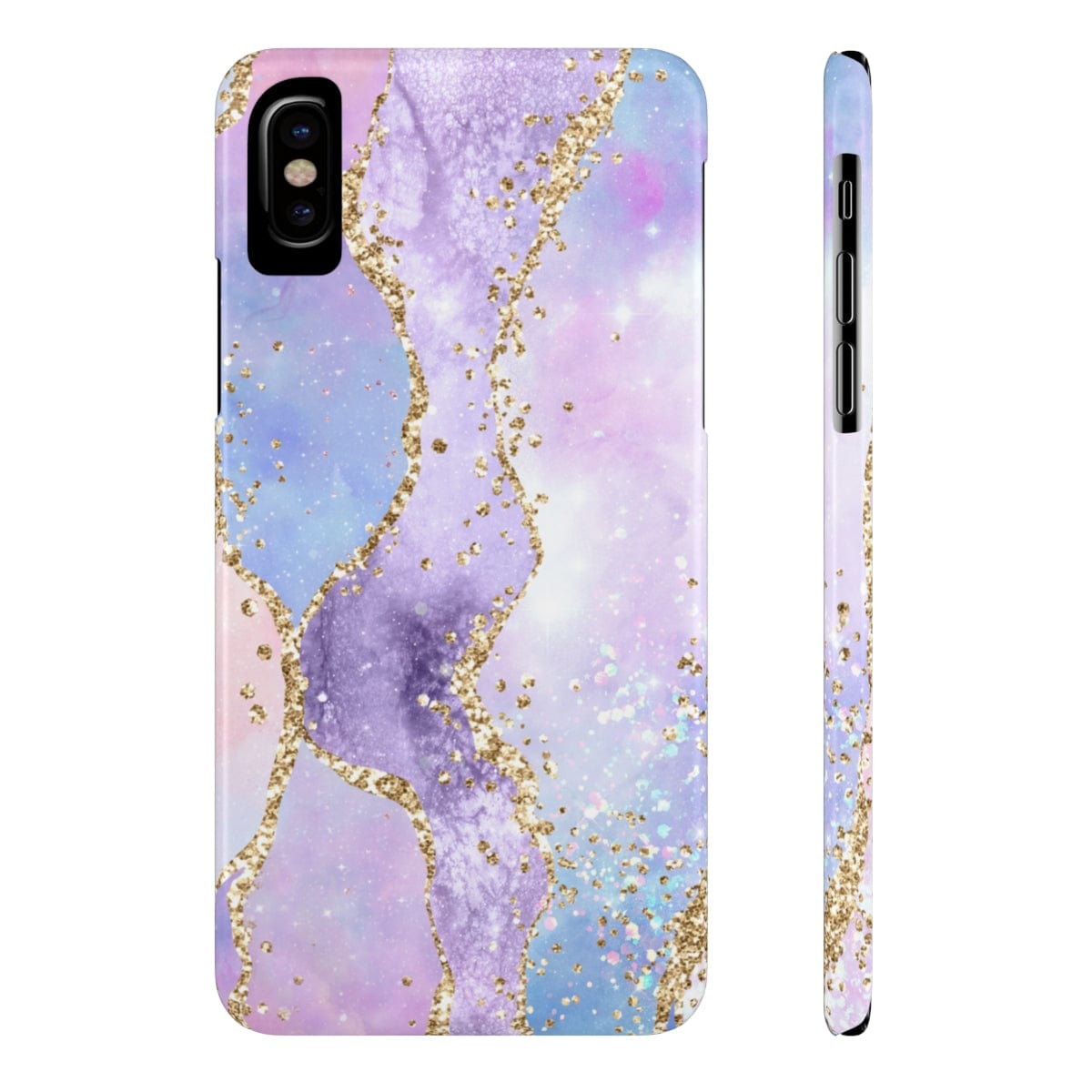 Printify Phone Case iPhone X Slim Pink Glitter Agate Slim Phone Cases, Case-Mate