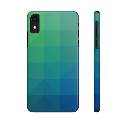 Printify Phone Case iPhone XR Blue Gree Geometric Slim Phone Case, Case-Mate