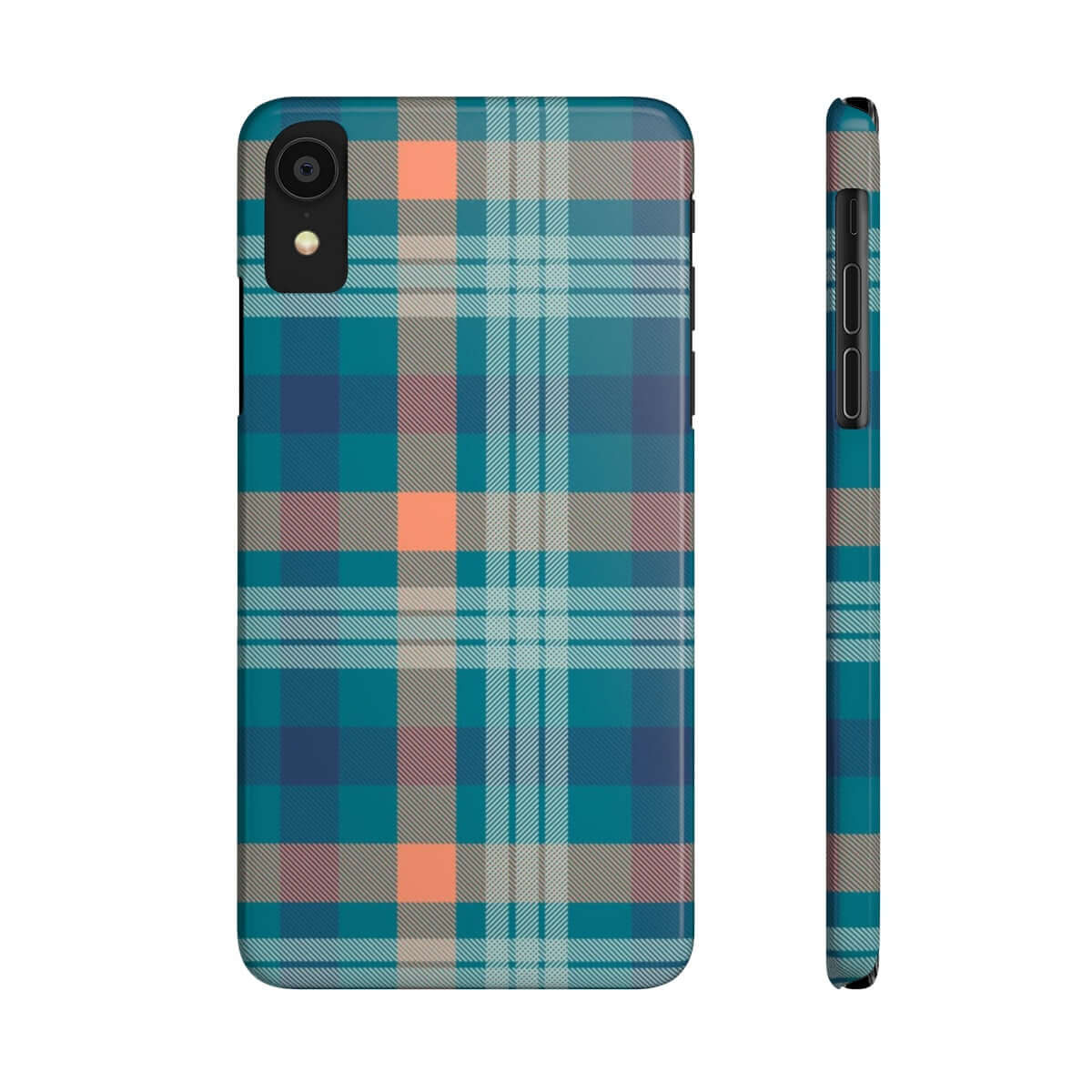 Printify Phone Case iPhone XR Blue Tartan Slim Phone Cases