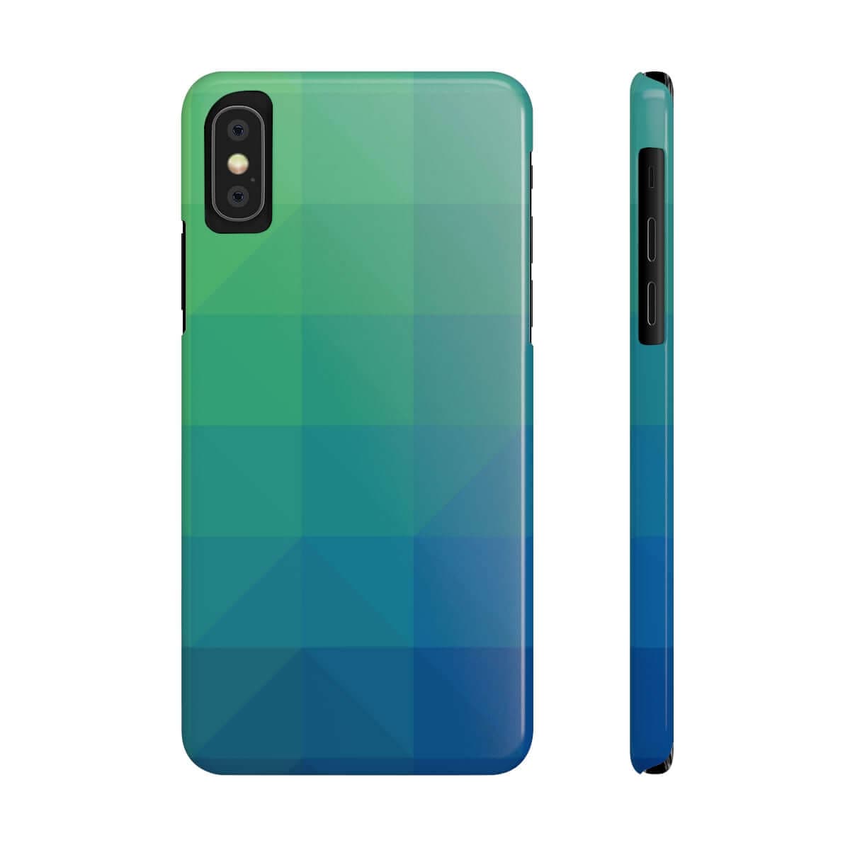 Printify Phone Case iPhone XS Blue Gree Geometric Slim Phone Case, Case-Mate