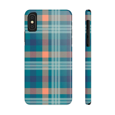 Printify Phone Case iPhone XS Blue Tartan Slim Phone Cases