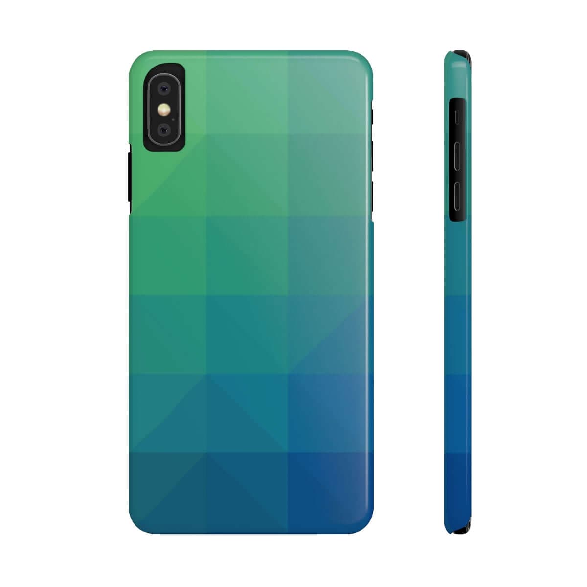 Printify Phone Case iPhone XS MAX Blue Gree Geometric Slim Phone Case, Case-Mate