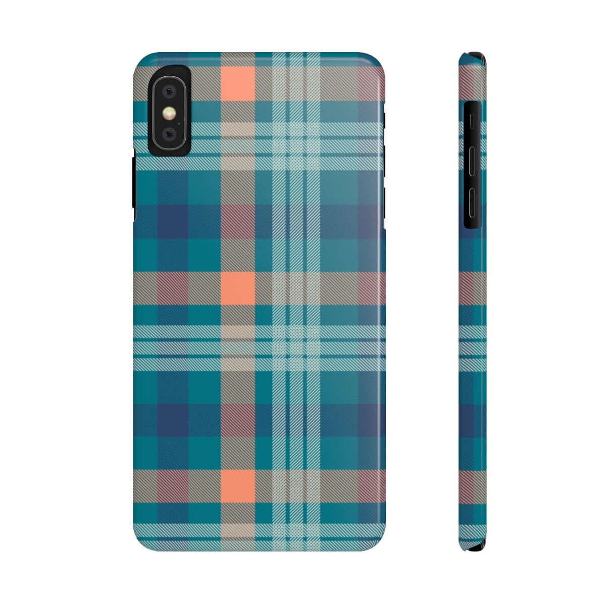 Printify Phone Case iPhone XS MAX Blue Tartan Slim Phone Cases