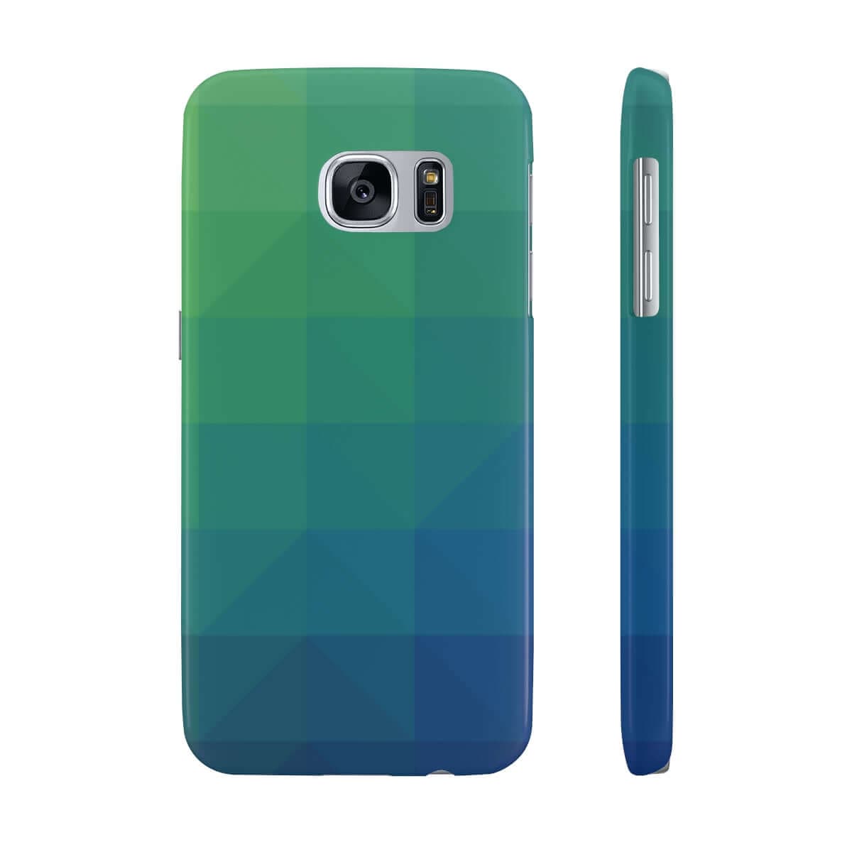 Printify Phone Case Samsung Galaxy S7 Slim Blue Gree Geometric Slim Phone Case, Case-Mate