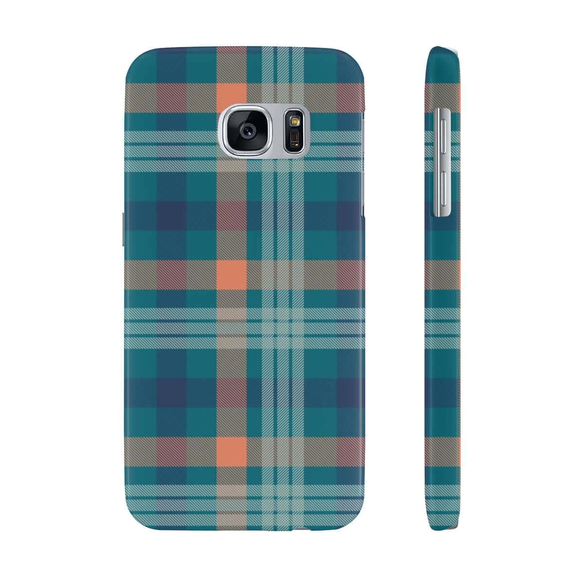 Printify Phone Case Samsung Galaxy S7 Slim Blue Tartan Slim Phone Cases