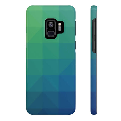 Printify Phone Case Samsung Galaxy S9 Slim Blue Gree Geometric Slim Phone Case, Case-Mate