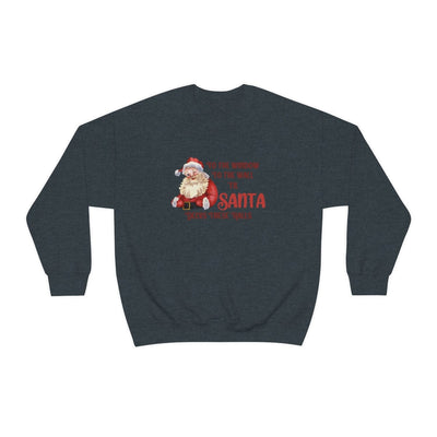 Printify Sweatshirt S / Dark Heather Santa Decks These Halls Crewneck Sweatshirt