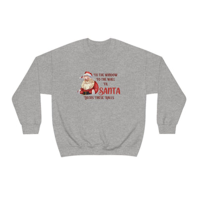 Printify Sweatshirt S / Sport Grey Santa Decks These Halls Crewneck Sweatshirt