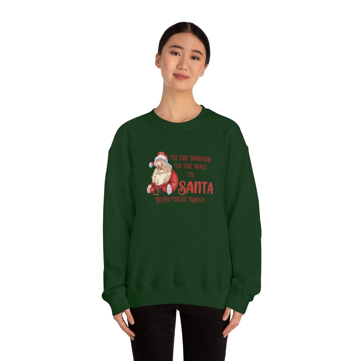 Printify Sweatshirt Santa Decks These Halls Crewneck Sweatshirt