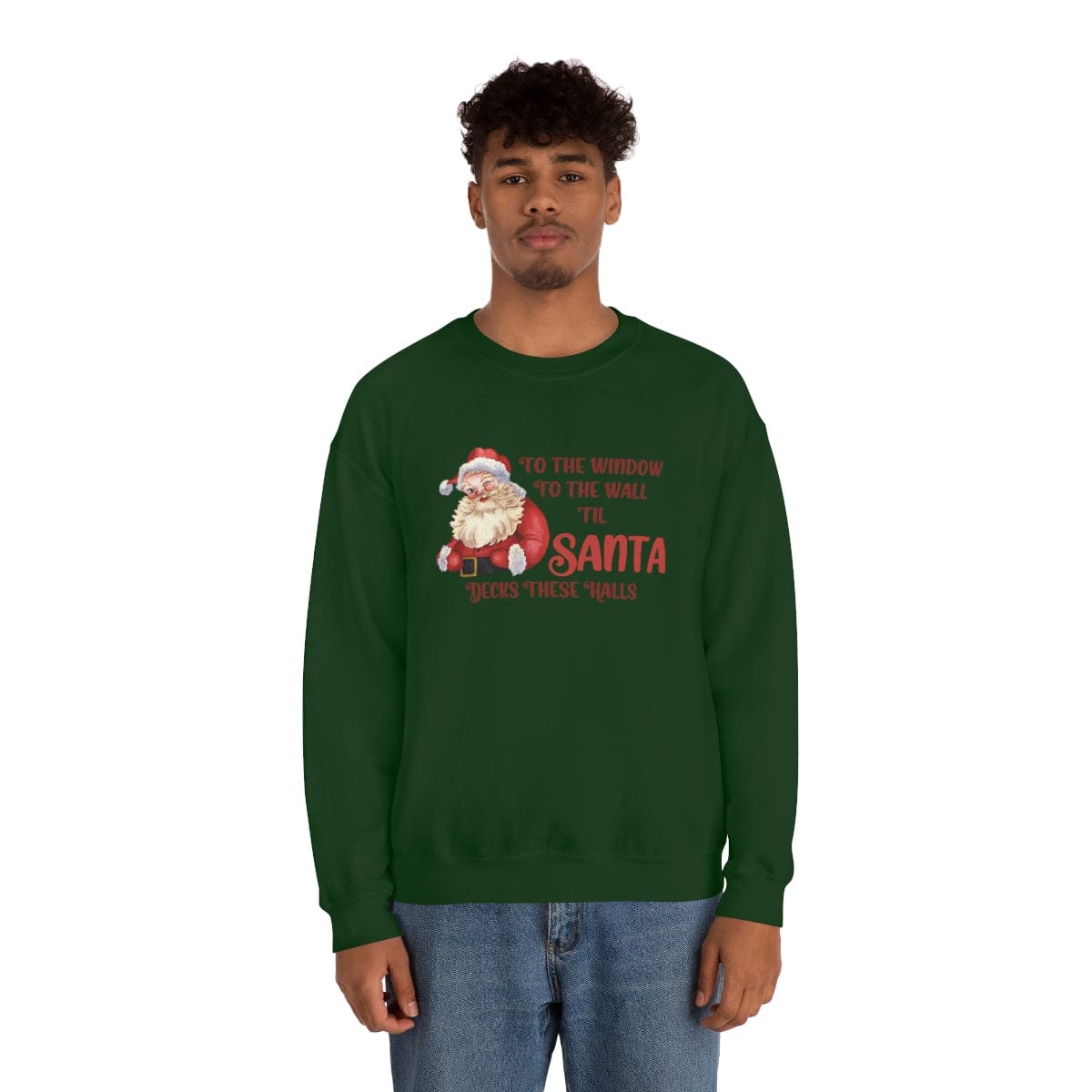 Printify Sweatshirt Santa Decks These Halls Crewneck Sweatshirt