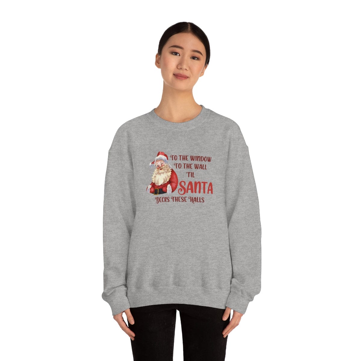 Printify Sweatshirt Santa Decks These Halls Crewneck Sweatshirt