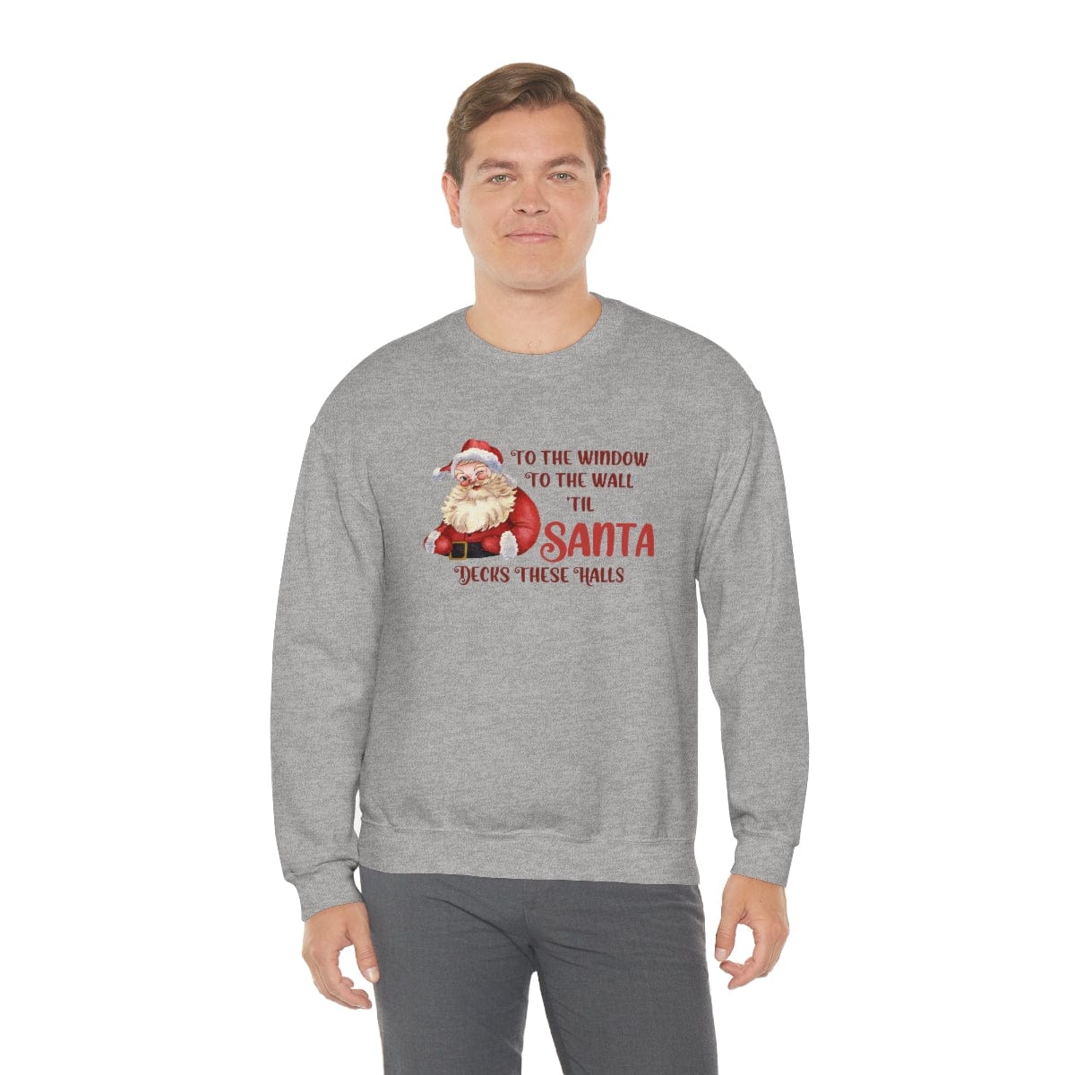 Printify Sweatshirt Santa Decks These Halls Crewneck Sweatshirt