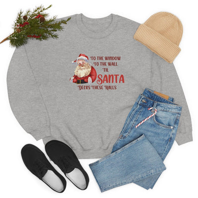 Printify Sweatshirt Santa Decks These Halls Crewneck Sweatshirt