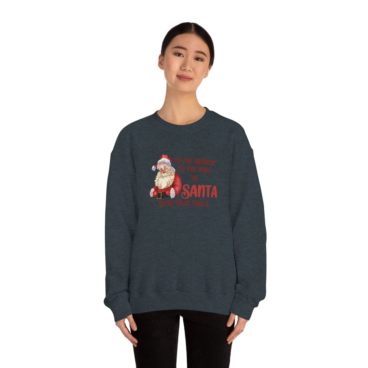 Printify Sweatshirt Santa Decks These Halls Crewneck Sweatshirt