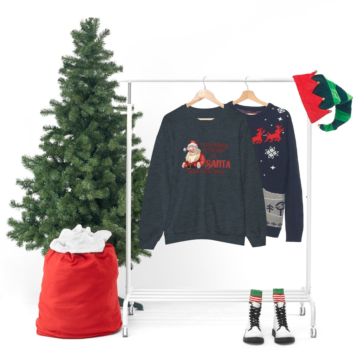 Printify Sweatshirt Santa Decks These Halls Crewneck Sweatshirt