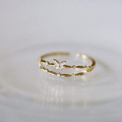 SOCALI Jewelry Gold / OS Silver Butterfly Ring - Sweet, dainty, delicate silver little butterfly everyday ring