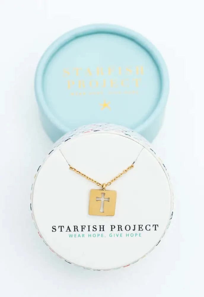 Starfish Project, Inc Jewelry Axis Gold Cross Necklace by Starfish Project - Poppy Wish