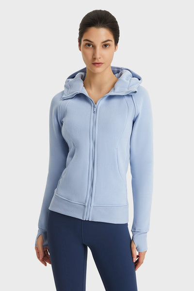 Trendsi activewear Blue / 4 Zip Up Seam Detail Hooded Sports Jacket