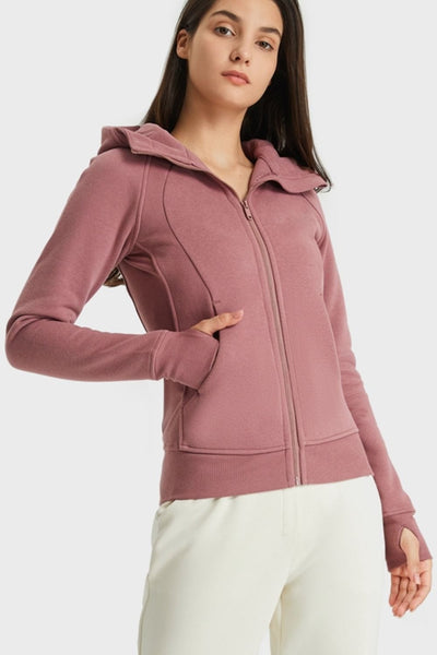 Trendsi activewear Zip Up Seam Detail Hooded Sports Jacket