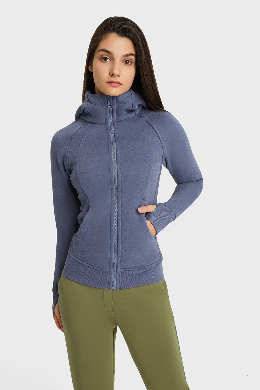 Trendsi activewear Zip Up Seam Detail Hooded Sports Jacket