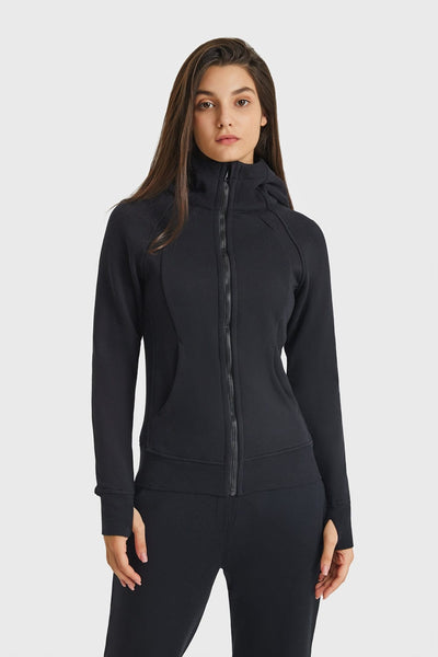 Trendsi activewear Zip Up Seam Detail Hooded Sports Jacket