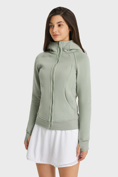 Trendsi activewear Zip Up Seam Detail Hooded Sports Jacket