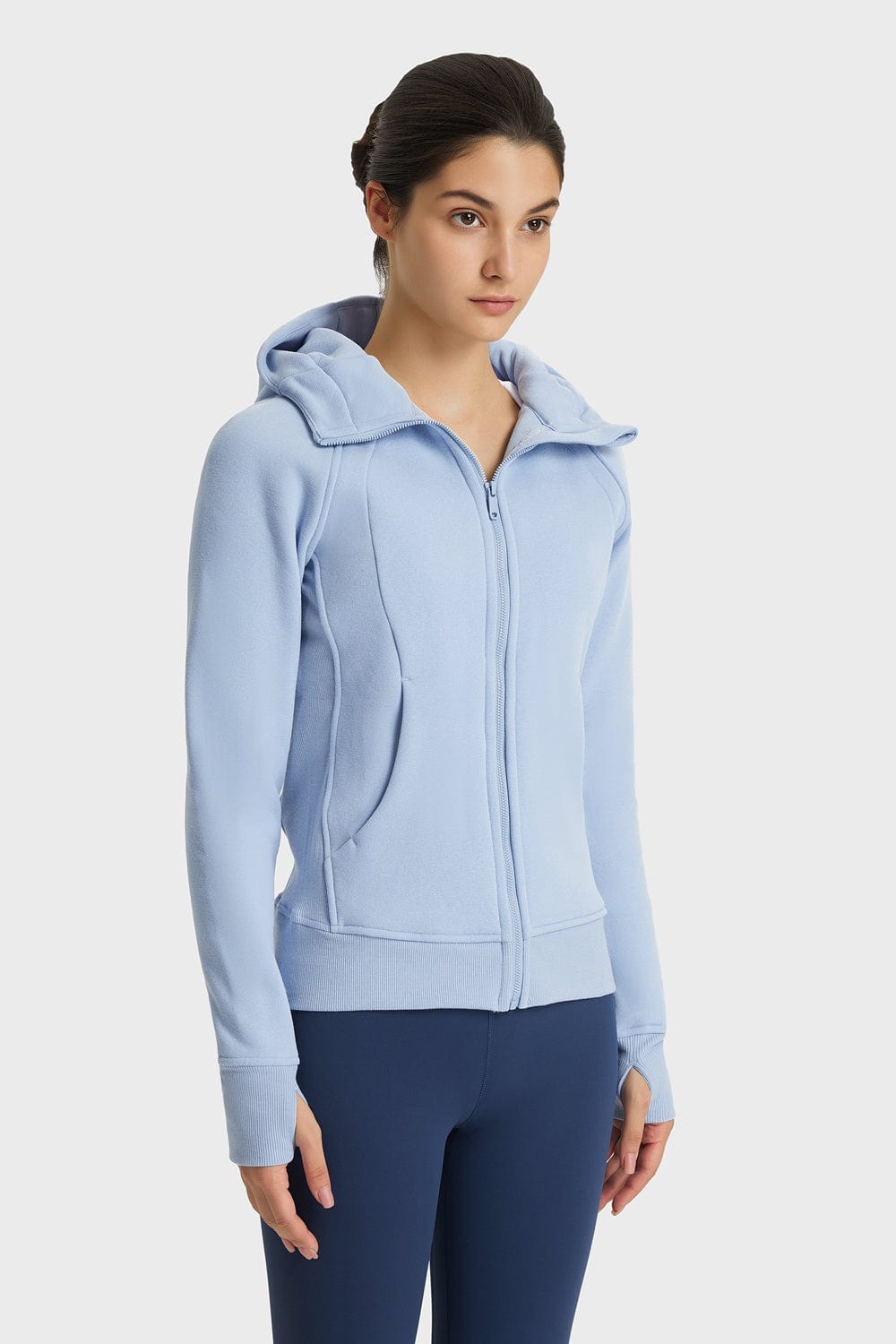 Trendsi activewear Zip Up Seam Detail Hooded Sports Jacket