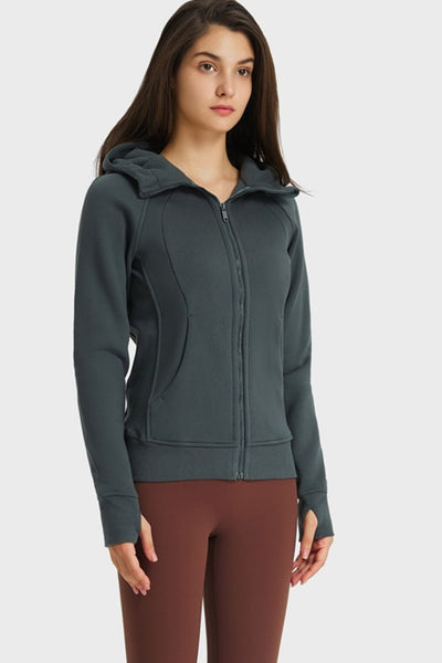 Trendsi activewear Zip Up Seam Detail Hooded Sports Jacket